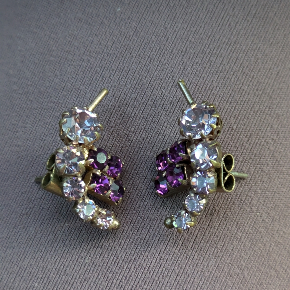 Vintage Estate Purple Cluster Crawler Post back earrings